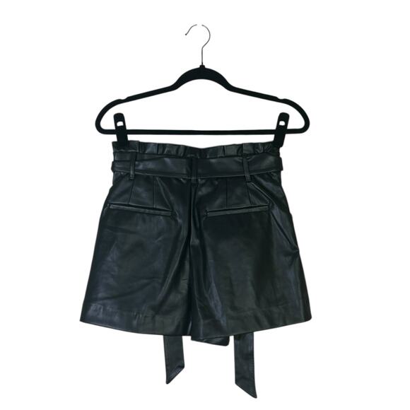 NWT Zara Faux Leather Shorts Womens XS Black High Rise Belted Vegan Streetwear - Picture 3 of 6